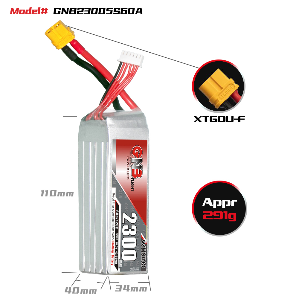 GAONENG GNB 5S 18.5V 2300mAh 60C XT60 LiPo Battery