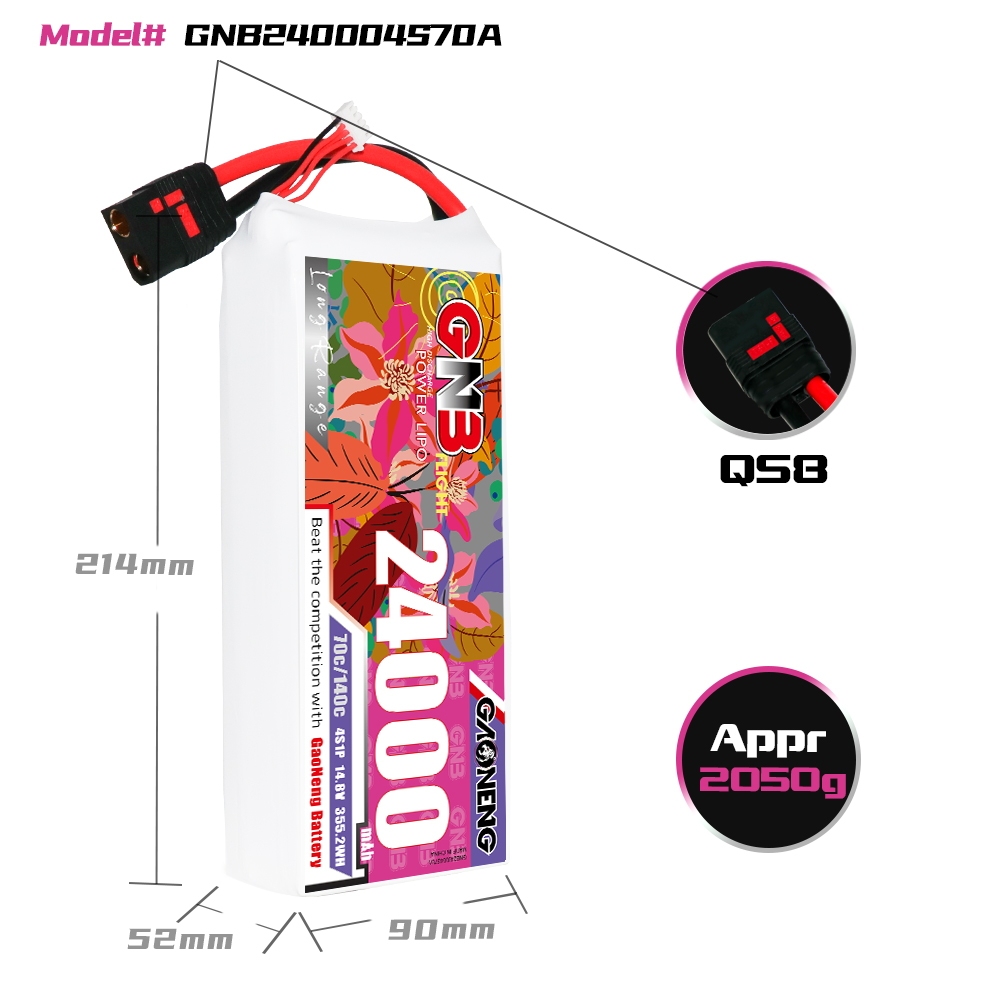 GAONENG GNB 4S1P 14.8V 24000mAh 70C RC LiPo Battery QS8