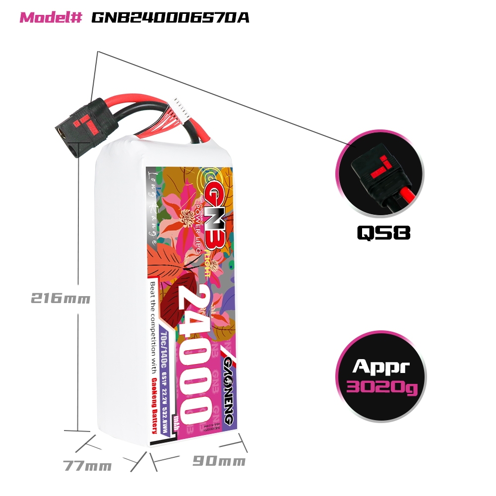 GAONENG GNB 6S1P 22.2V 24000mAh 70C RC LiPo Battery QS8