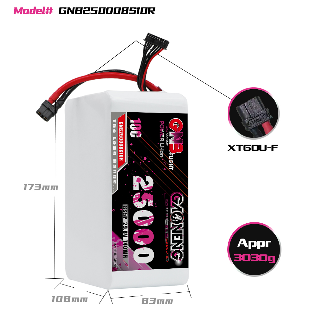 GAONENG GNB 8S 29.6V 25000mah 10C XT60 Li-ion Battery 