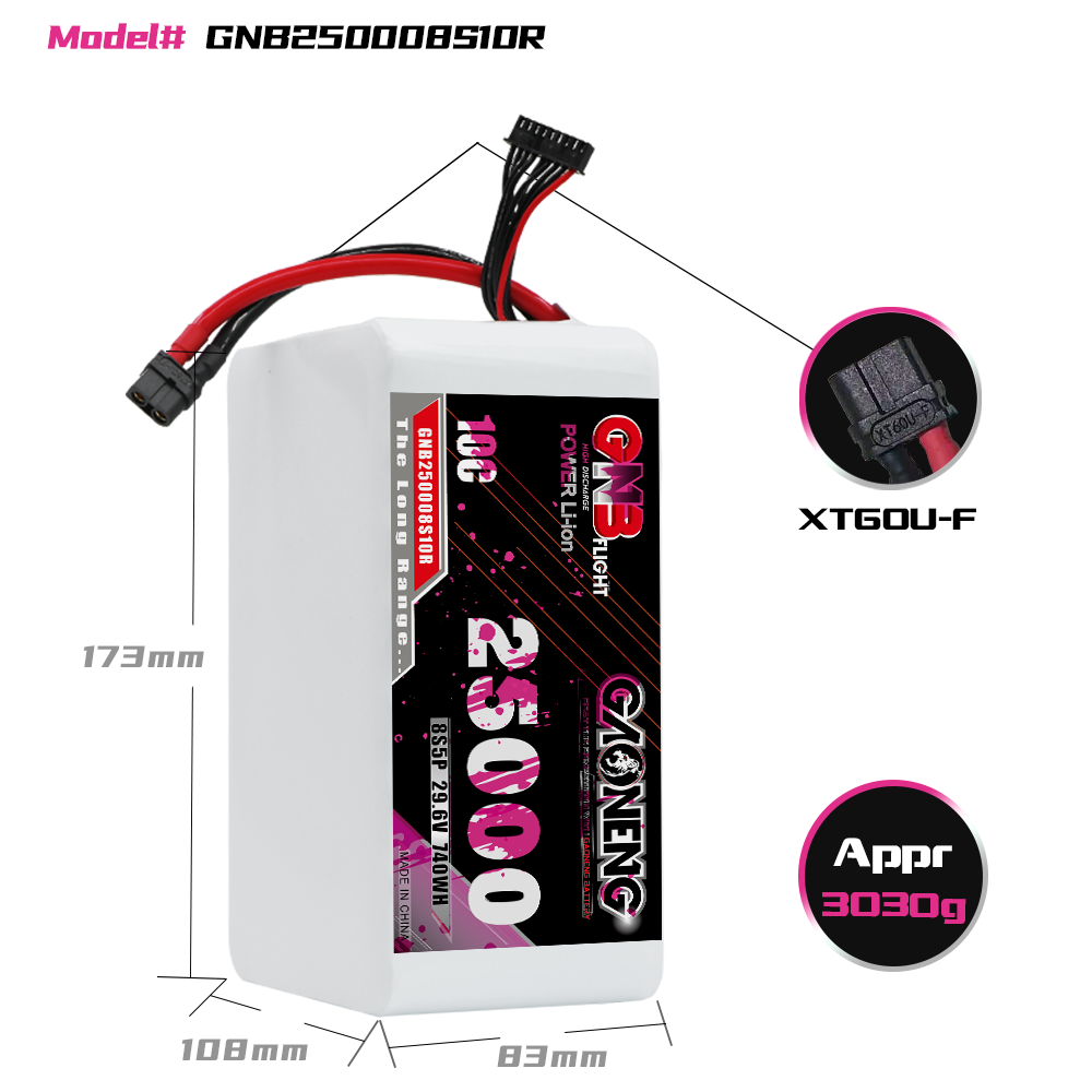 GAONENG GNB 8S 29.6V 25000mah 10C XT60 Li-ion Battery 