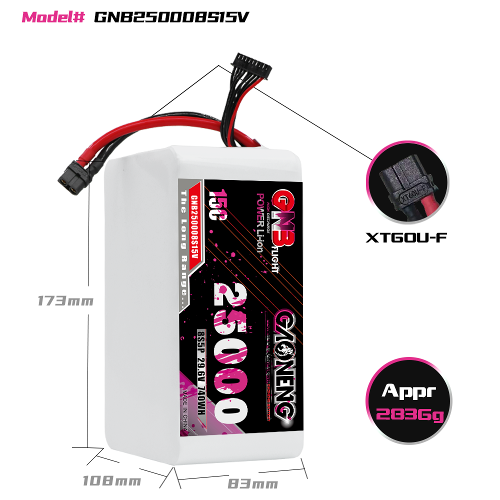 GAONENG GNB 8S5P 29.6V 25000mAh 15C XT60 Li-ion Battery 