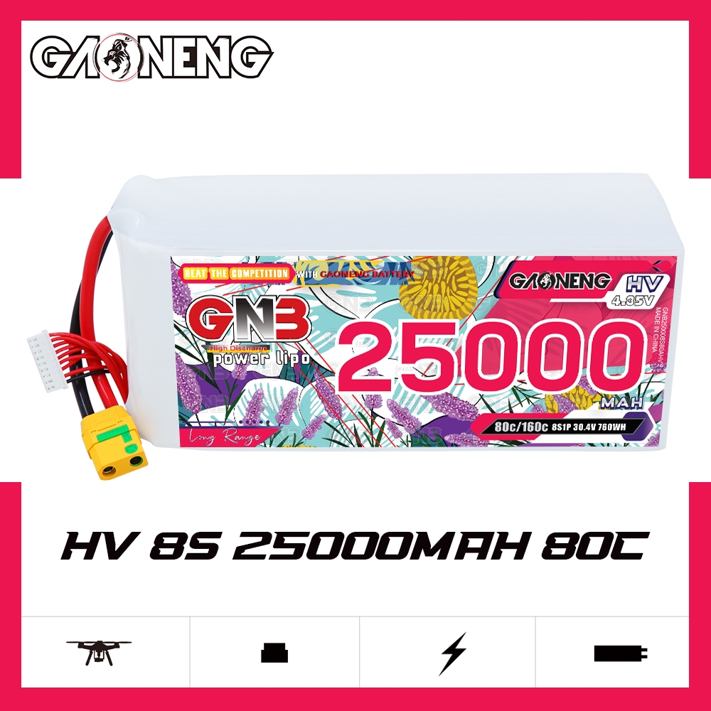 GAONENG GNB 8S1P 30.4V HV 25000mAh 80C LiPo Battery XT90S