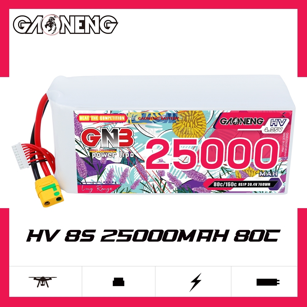 GAONENG GNB 8S1P 30.4V HV 25000mAh 80C LiPo Battery XT90S