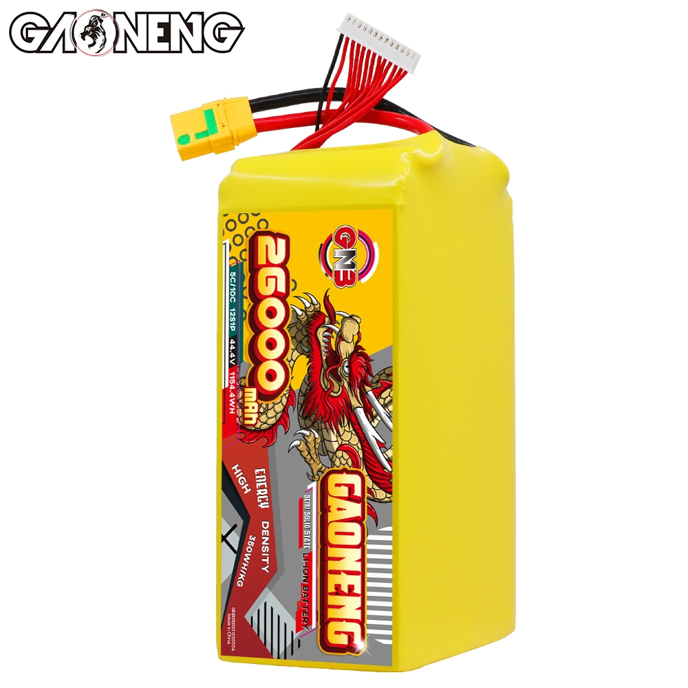 GAONENG GNB 26000mah 12S 44.4V 5C XT90S Semi Solid State Li-ion Battery 350WH/kg