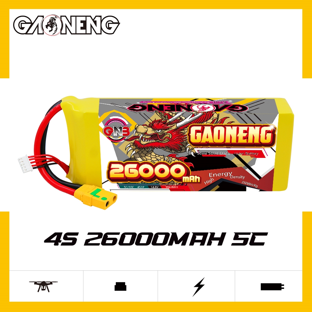 GAONENG GNB 26000mah 4S 14.8V 5C XT90S Semi Solid State Li-ion Battery 350WH/kg