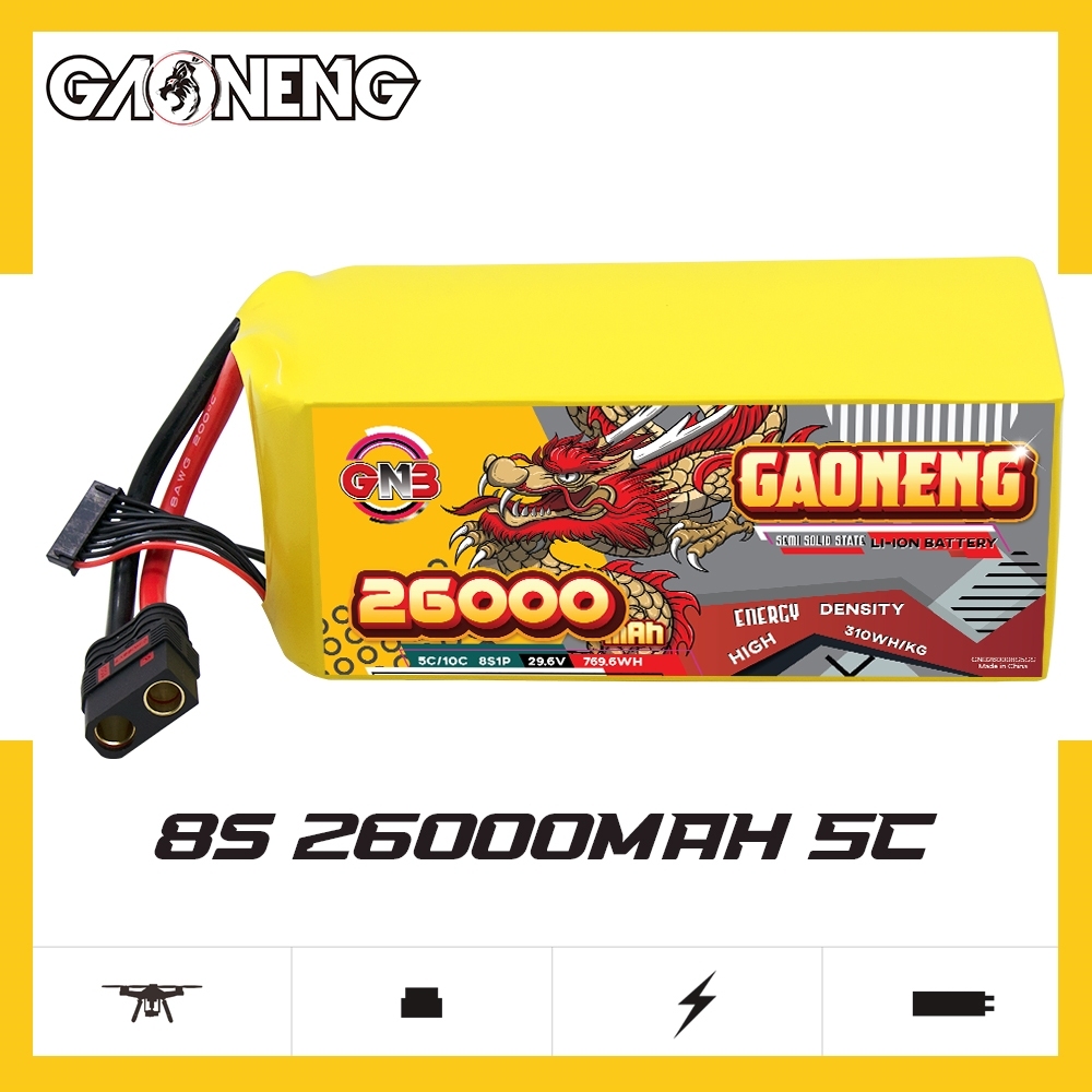 GAONENG GNB 26000mah 8S 29.6V 5C QS8 Semi Solid State Li-ion Battery 310WH/kg