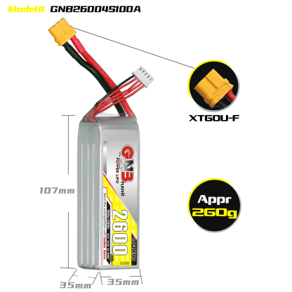 GAONENG GNB 4S 14.8V 2600mAh 100C XT60 LiPo Battery
