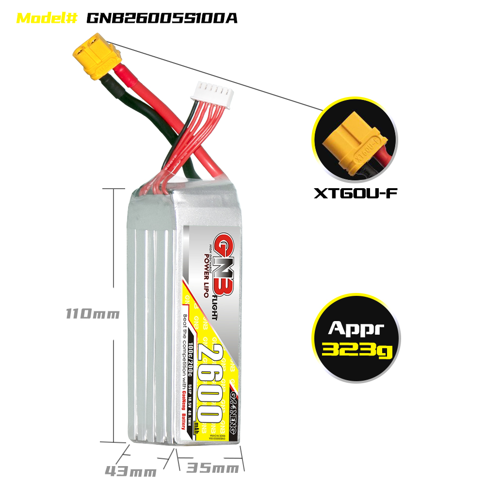 GAONENG GNB 5S 18.5V 2600mAh 100C XT60 LiPo Battery