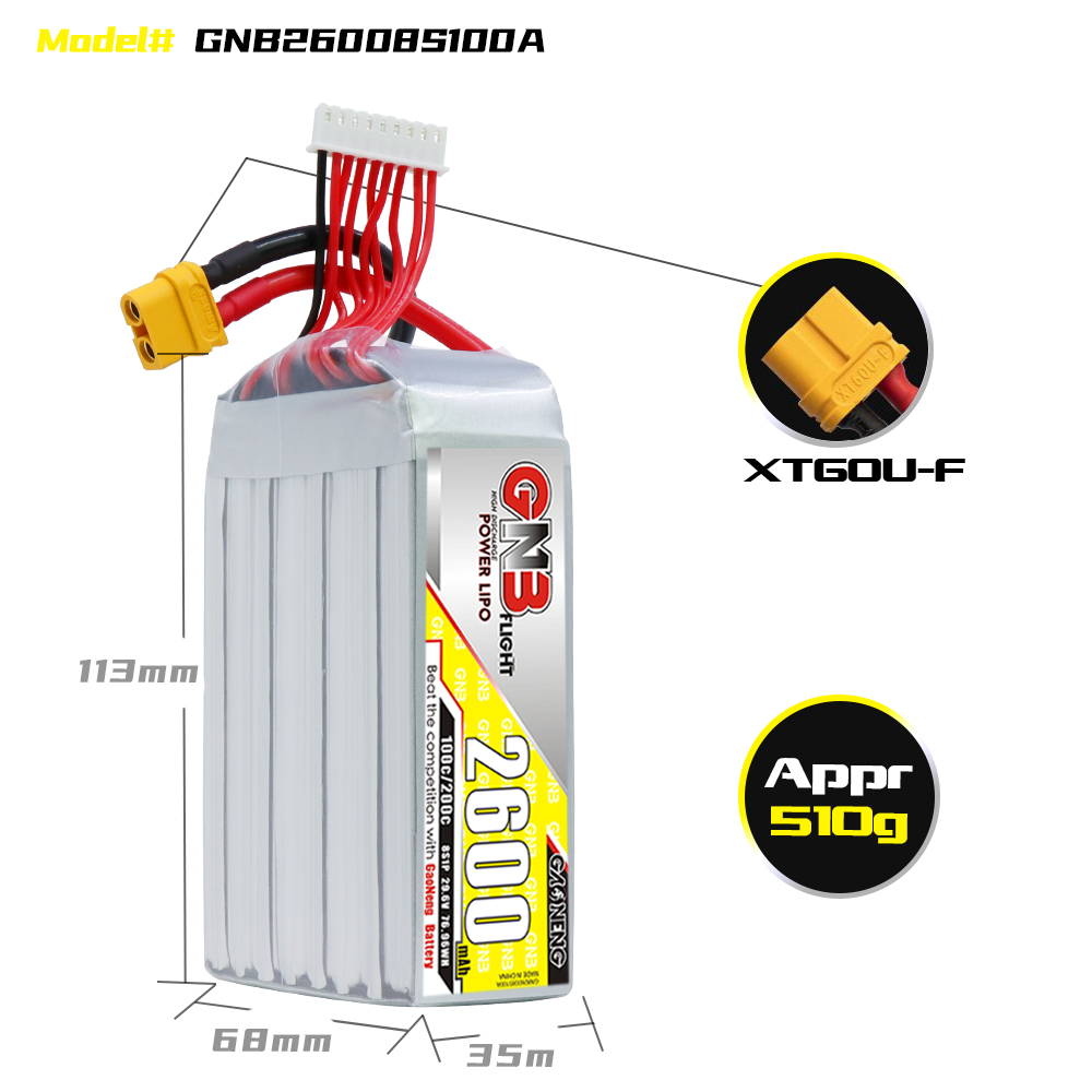 GAONENG GNB 8S 29.6V 2600mAh 100C LiPo Battery XT60