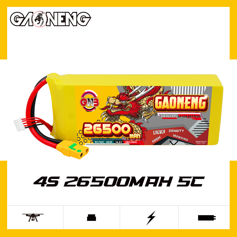 GAONENG GNB 26500mah 4S 14.8V 5C XT90S Semi Solid State Li-ion Battery 350WH/kg
