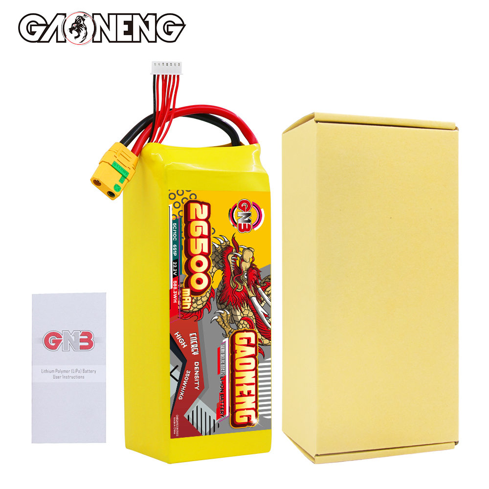 GAONENG GNB 26500mah 6S 22.2V 5C XT90S Semi Solid State Li-ion Battery 350WH/kg
