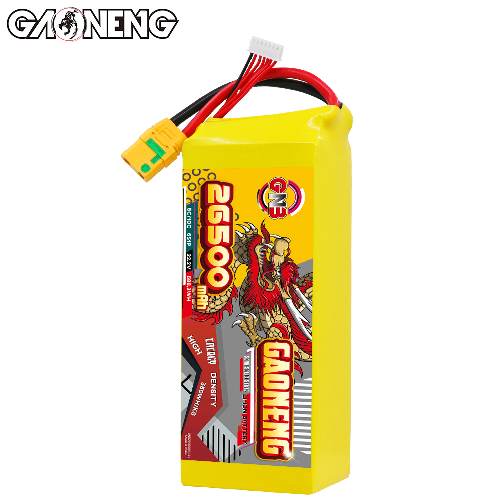 GAONENG GNB 26500mah 6S 22.2V 5C XT90S Semi Solid State Li-ion Battery 350WH/kg