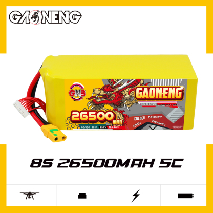 GAONENG GNB 26500mah 8S 29.6V 5C XT90S Semi Solid State Li-ion Battery 350WH/kg