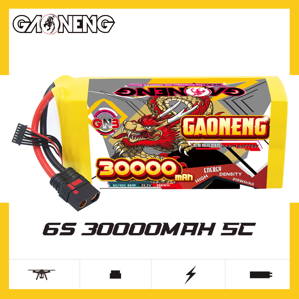 GAONENG GNB 30000mah 6S 22.2V 5C QS8 Semi Solid State Li-ion Battery 310WH/kg
