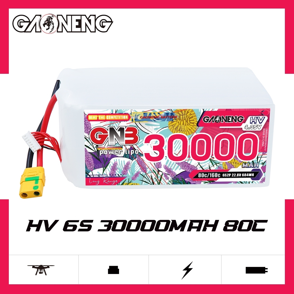 GAONENG GNB 6S 22.8V HV 30000mAh 80C RC LiPo Battery XT90S