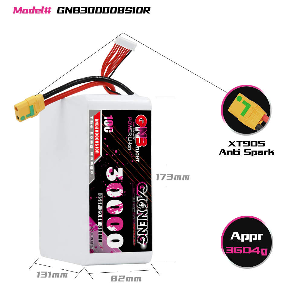 GAONENG GNB 8S 29.6V 30000mah 10C XT60 Li-ion Battery 