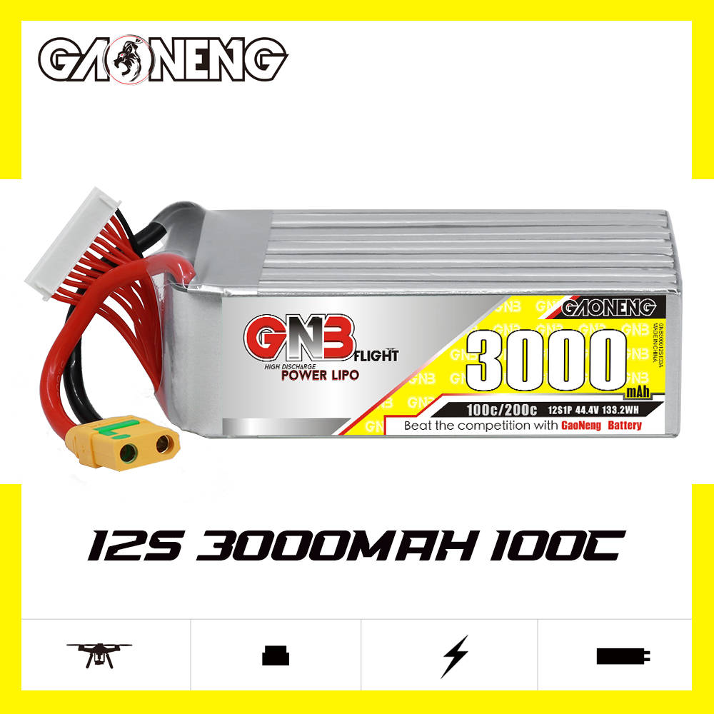 GAONENG GNB 12S 44.4V 3000mAh 100C LiPo Battery XT90S
