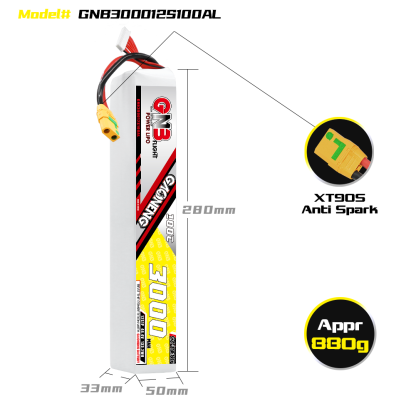 GAONENG GNB 12S 44.4V 3000mAh 120C LiPo Battery XT90S