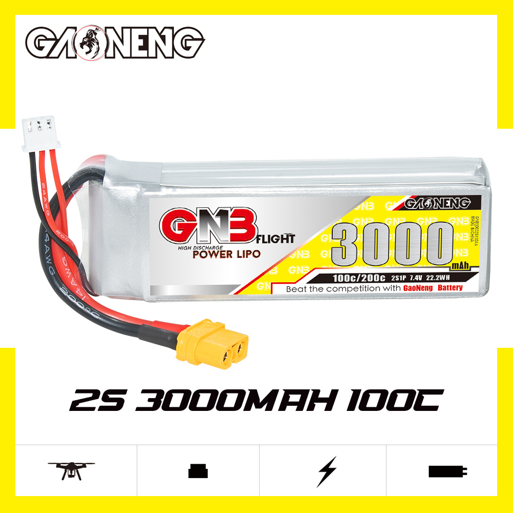 GAONENG GNB 2S 7.4V 3000mAh 100C LiPo Battery XT60