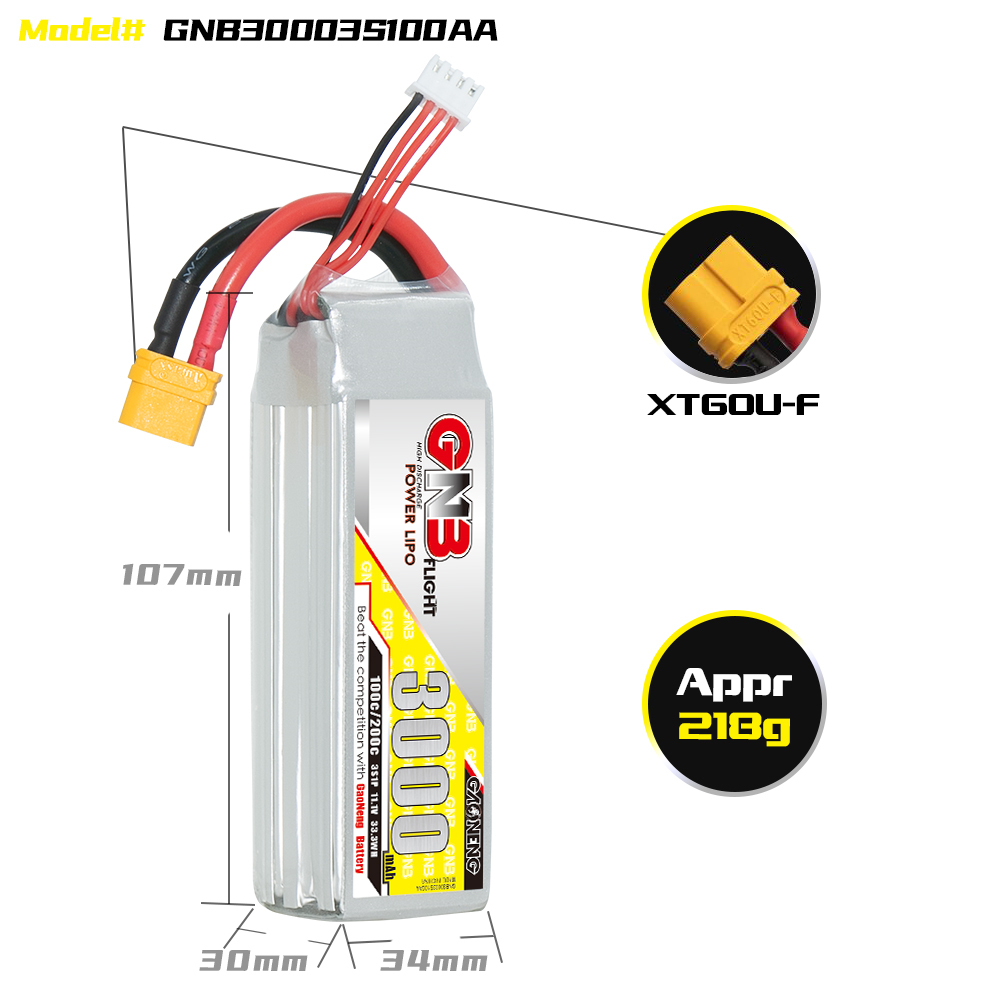 GAONENG GNB 3S 11.1V 3000mAh 100C LiPo Battery XT60