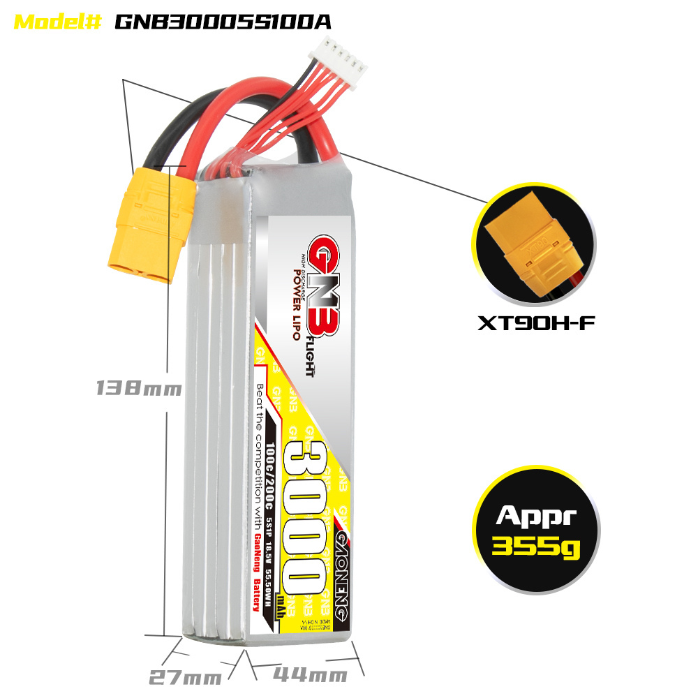 GAONENG GNB 5S 18.5V 3000mAh 100C LiPo Battery XT90