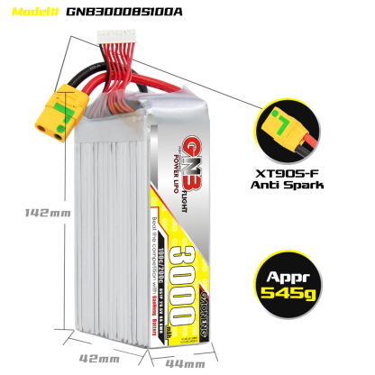 GAONENG GNB 8S 29.6V 3000mAh 100C LiPo Battery XT90