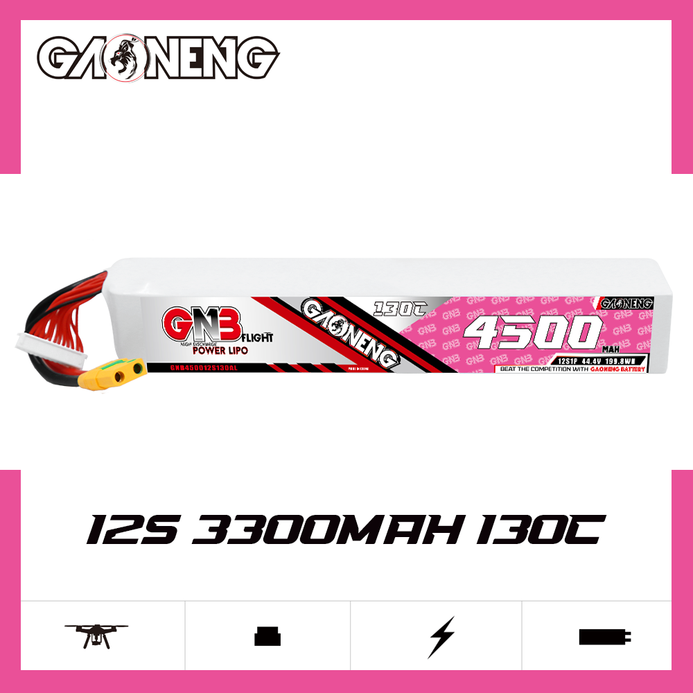 GAONENG GNB 12S 44.4V 3300mAh 130C LiPo Battery XT90S
