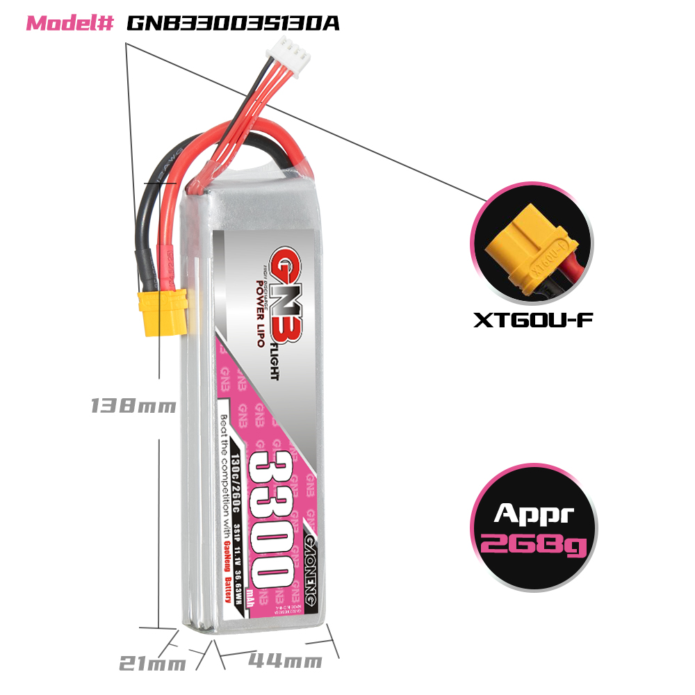 GAONENG GNB 3S 11.1V 3300mAh 130C LiPo Battery XT60