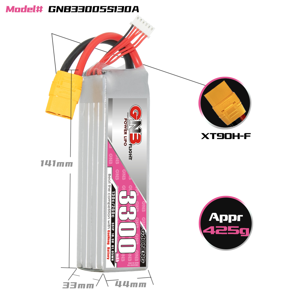 GAONENG GNB 5S 18.5V 3300mAh 130C LiPo Battery XT90
