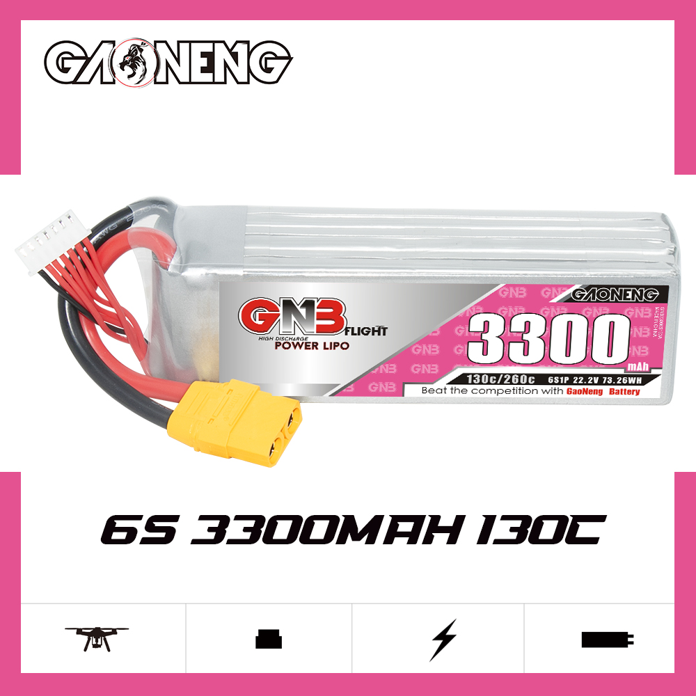 GAONENG GNB 6S 22.2V 3300mAh 130C LiPo Battery XT90