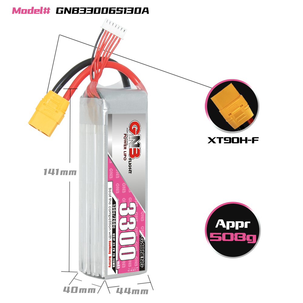 GAONENG GNB 6S 22.2V 3300mAh 130C LiPo Battery XT90