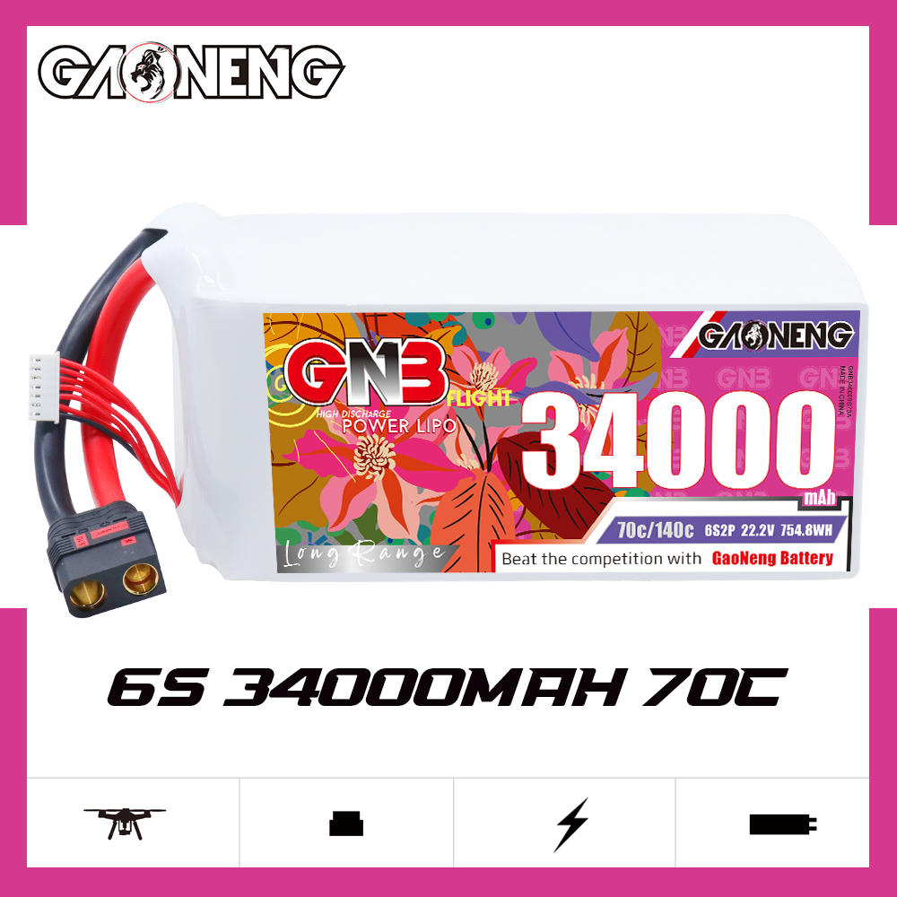 GAONENG GNB 6S2P 22.2V 34000mAh 70C RC LiPo Battery QS8