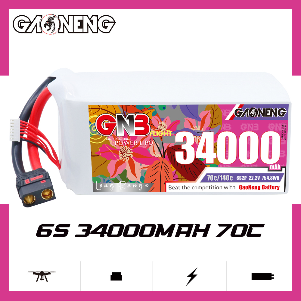 GAONENG GNB 6S2P 22.2V 34000mAh 70C RC LiPo Battery QS8