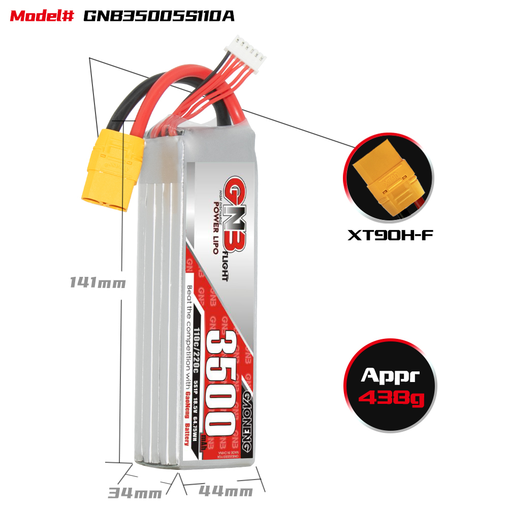 GAONENG GNB 5S 18.5V 3500mAh 110C LiPo Battery XT90