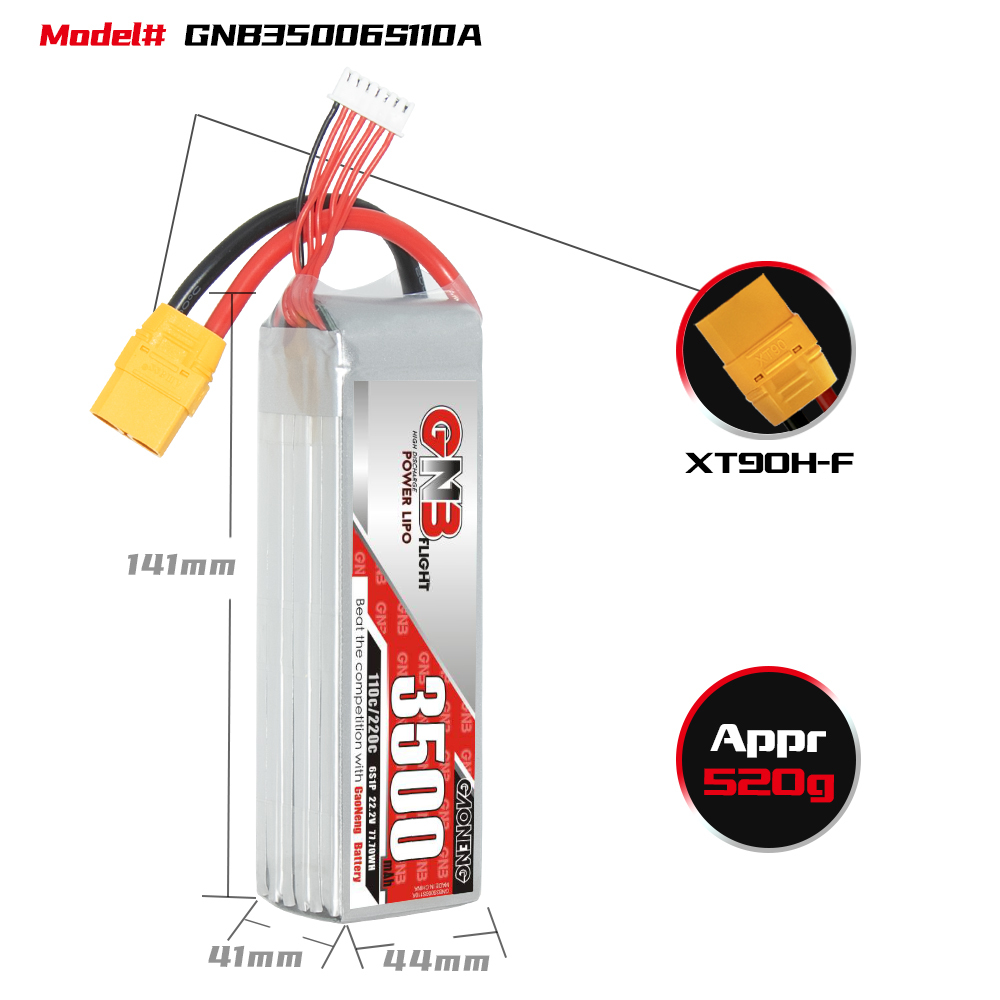 GAONENG GNB 6S 22.2V 3500mAh 110C LiPo Battery XT60