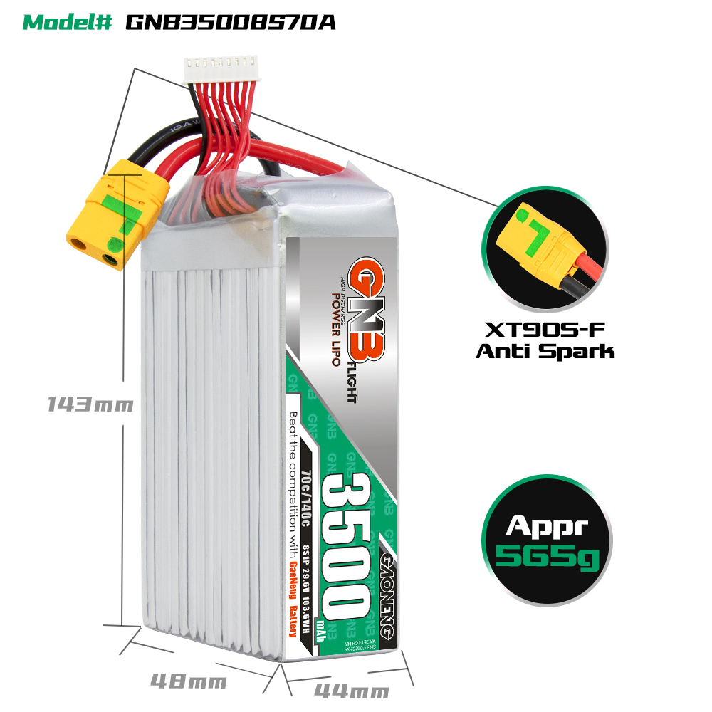 GAONENG GNB 8S 29.6V 3500mAh 70C LiPo Battery XT90S