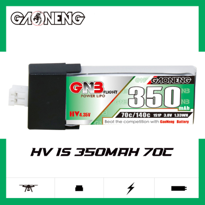 GAONENG GNB LiHV 1S 3.8V 350mAh 70C PH2.0 Plastic Head LiPo Battery