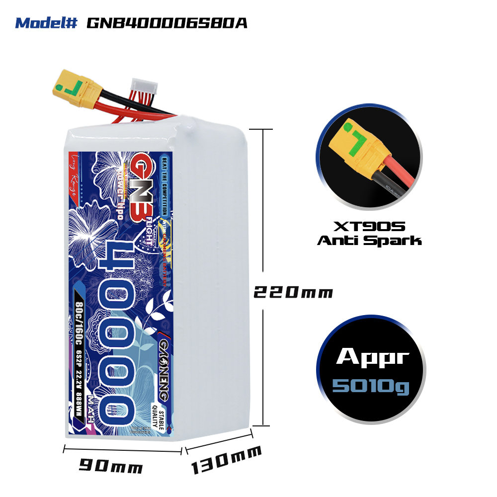 GAONENG GNB 6S2P 22.2V 40000mAh 80C RC LiPo Battery XT90S