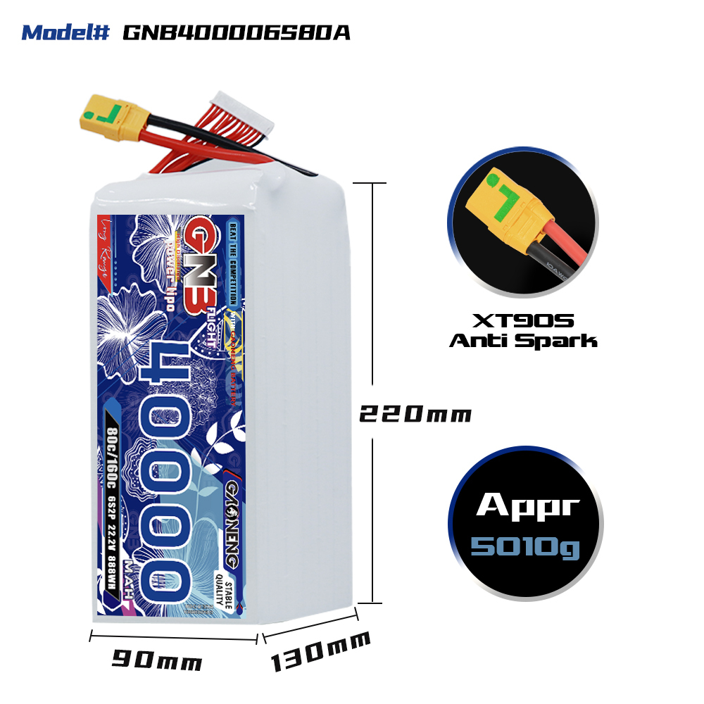 GAONENG GNB 6S2P 22.2V 40000mAh 80C RC LiPo Battery XT90S