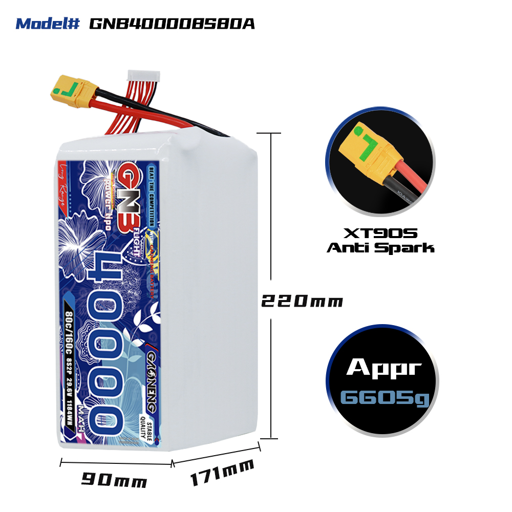 GAONENG GNB 8S2P 29.6V 40000mAh 80C RC LiPo Battery XT90S