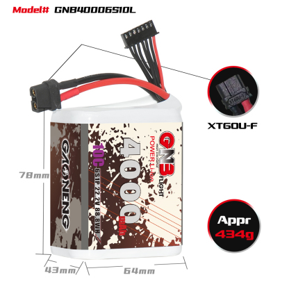 GAONENG GNB 6S 22.2V 4000mAh 10C XT60 Li-ion Battery made with Lishen 21700