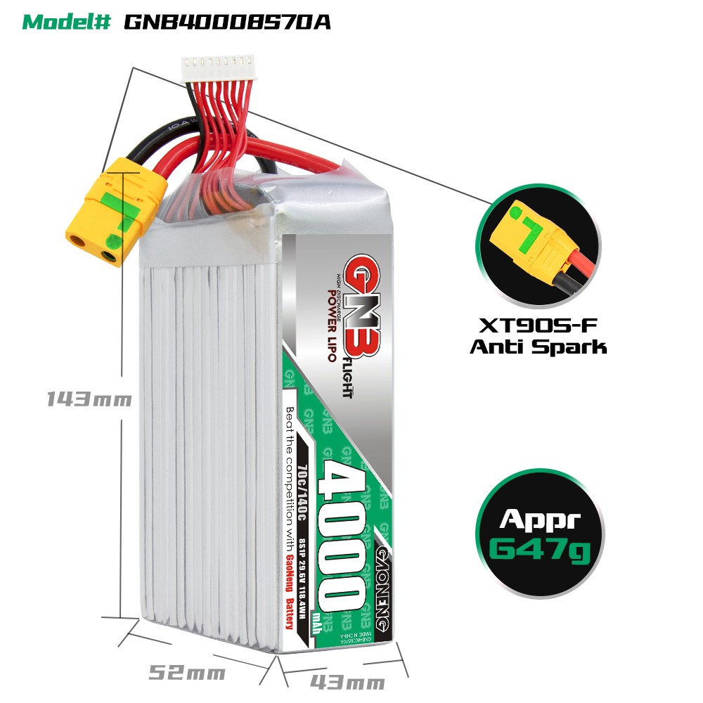 GAONENG GNB 8S 29.6V 4000mAh 70C LiPo Battery XT90S