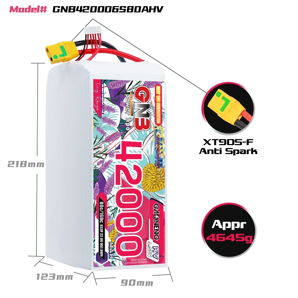 GAONENG GNB 6S 22.8V HV 42000mAh 80C RC LiPo Battery XT90S