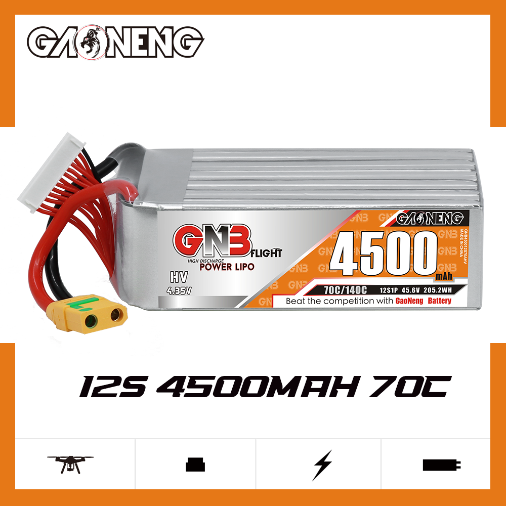 GAONENG GNB 12S1P 45.6V HV 4500mAh 70C LiPo Battery XT90S