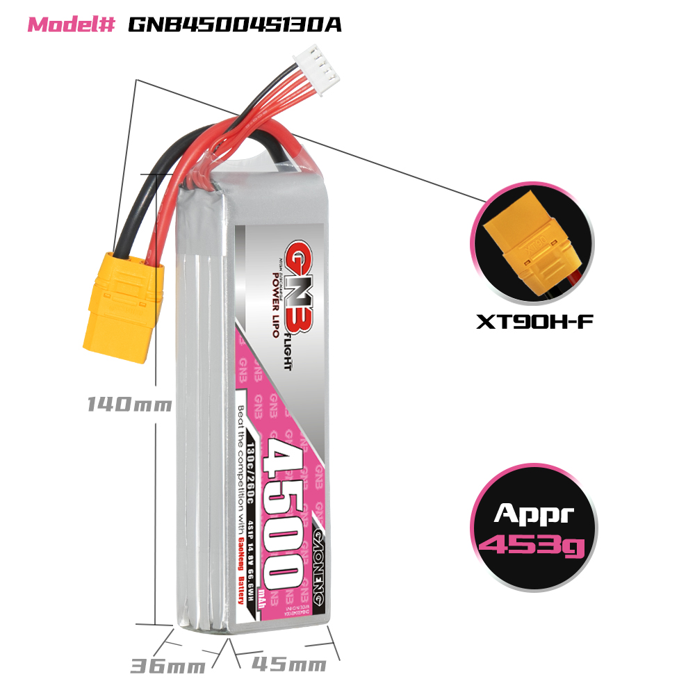 GAONENG GNB 4S 14.8V 4500mAh 130C LiPo Battery XT90