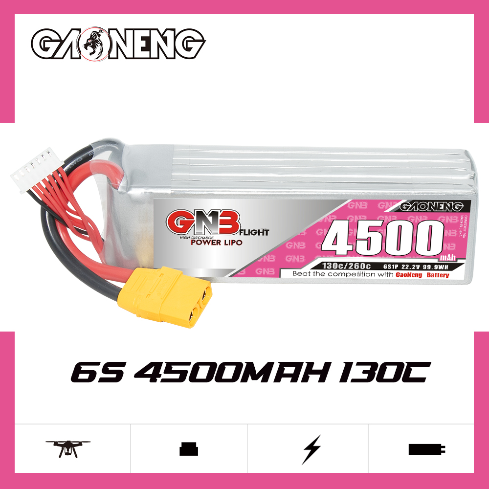 GAONENG GNB 6S 22.2V 4500mAh 130C LiPo Battery XT90