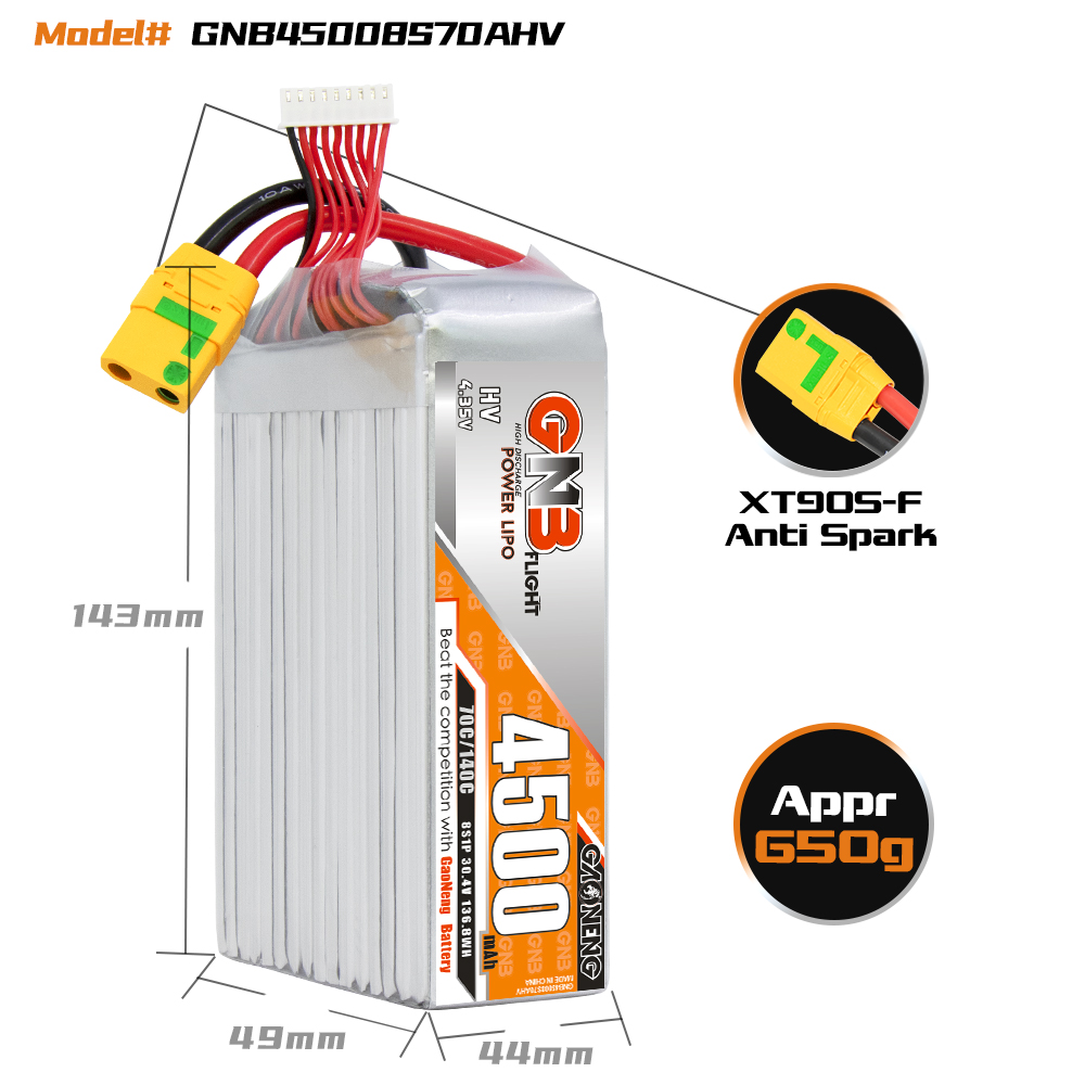 GAONENG GNB HV 8S 30.4V 4500mAh 70C LiPo Battery XT90S