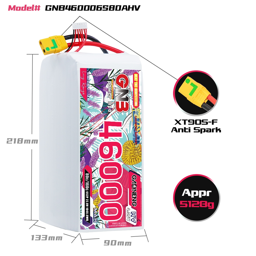 GAONENG GNB 6S 22.8V HV 46000mAh 80C RC LiPo Battery XT90S
