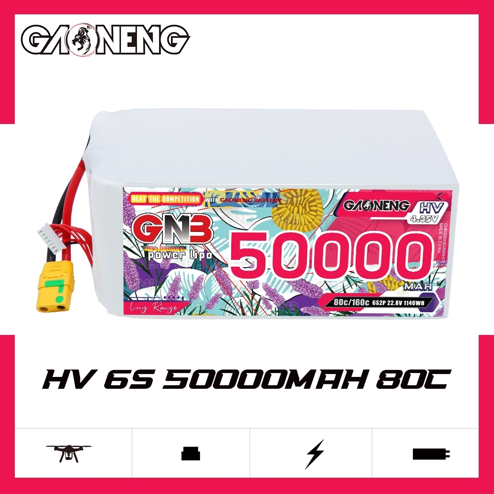 GAONENG GNB 6S 22.8V HV 50000mAh 80C RC LiPo Battery XT90S